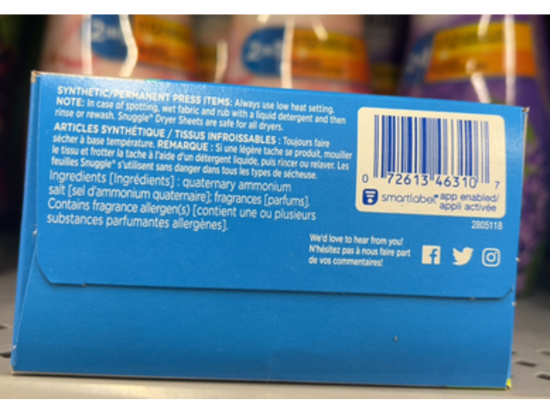 Snuggle Fabric Softener Dryer Sheets, Super Fresh, 105 Sheets