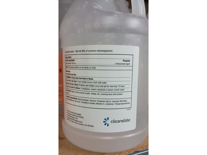 Cleanslate Beverly Alcohol Gel Hand Sanitizer, 3,785 L