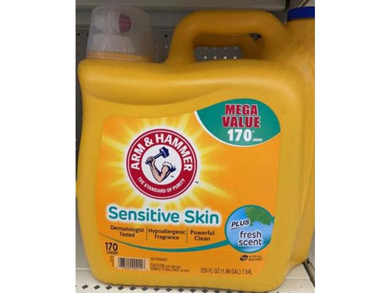 Arm & Hammer Sensitive Skin Liquid Laundry Detergent, Fresh Scent, 255 fl oz/7.54 L/170 loads