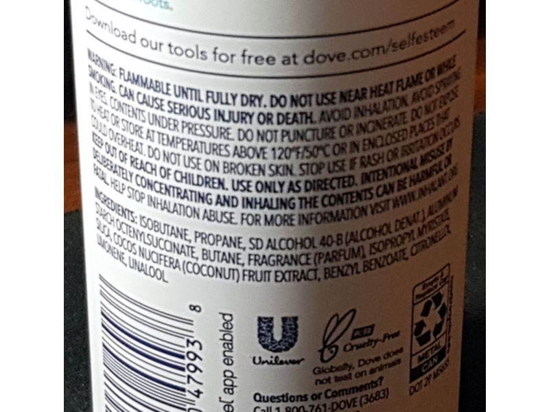 Dove Beauty Dry Shampoo, Fresh Coconut, 7.3 oz/207 g