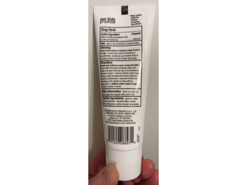 Nature's Promise Kids Fluoride Toothpaste, Strawberry, 4.2 oz/119 g