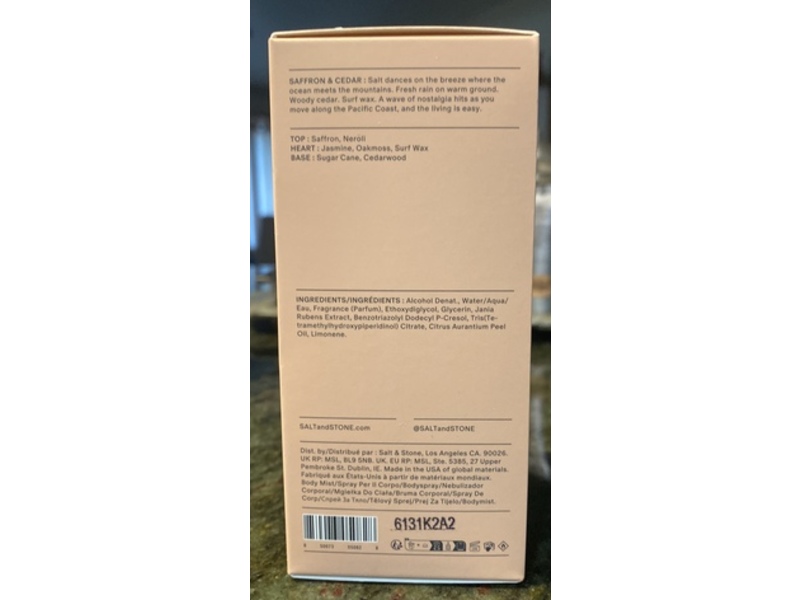 Salt & Stone Body Mist, Saffron & Cedar, 3.4 fl oz/100 mL