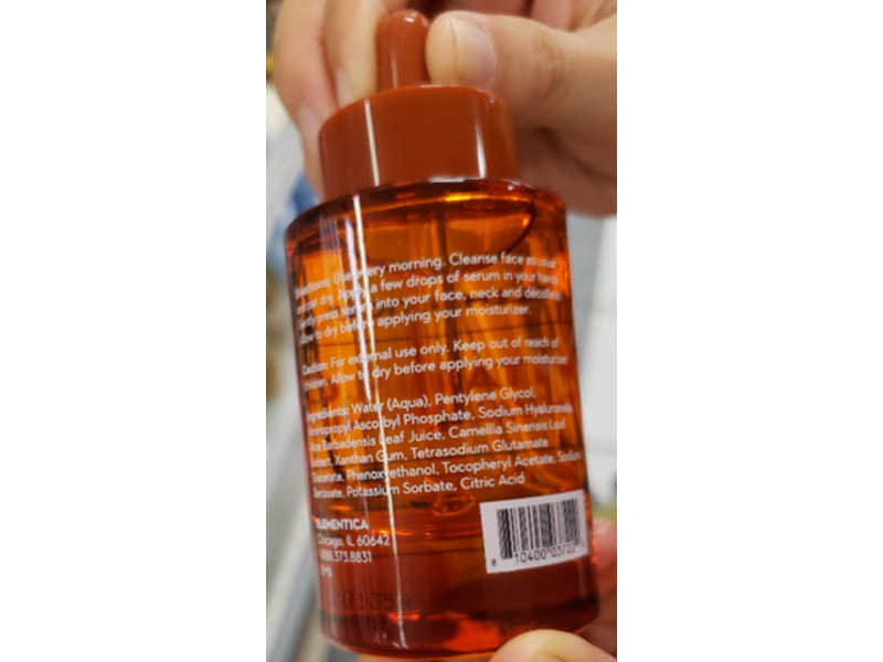 Elementica Advanced Brightening Face Serum, Vitamin C + Hyaluronic, 1.5 fl oz/44 mL