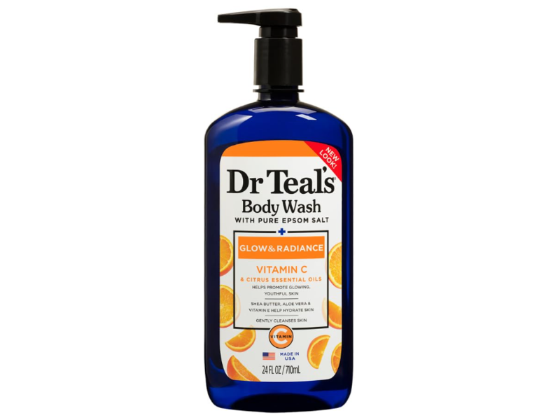 Dr.Teal's Glow & Radiance Body Wash, Vitamin C & Citrus Essential Oils, 24 fl oz/710 mL