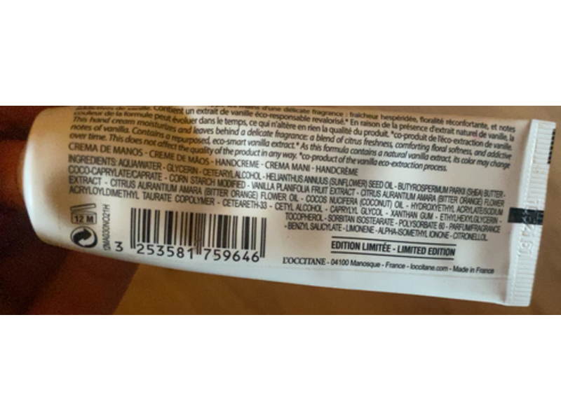 L'Occitane Hand Cream, Neroli & Orchidee, 1 oz/30 mL