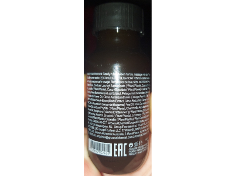 Grown Alchemist Gentle Gel Facial Cleanser, Gerenium Leaf, Bergamot, Rose Bud, 1.69 fl oz/50 mL