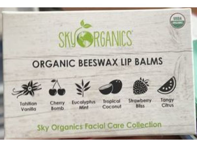 Sky Organics Beeswax Lip Balms, Pack Of 6