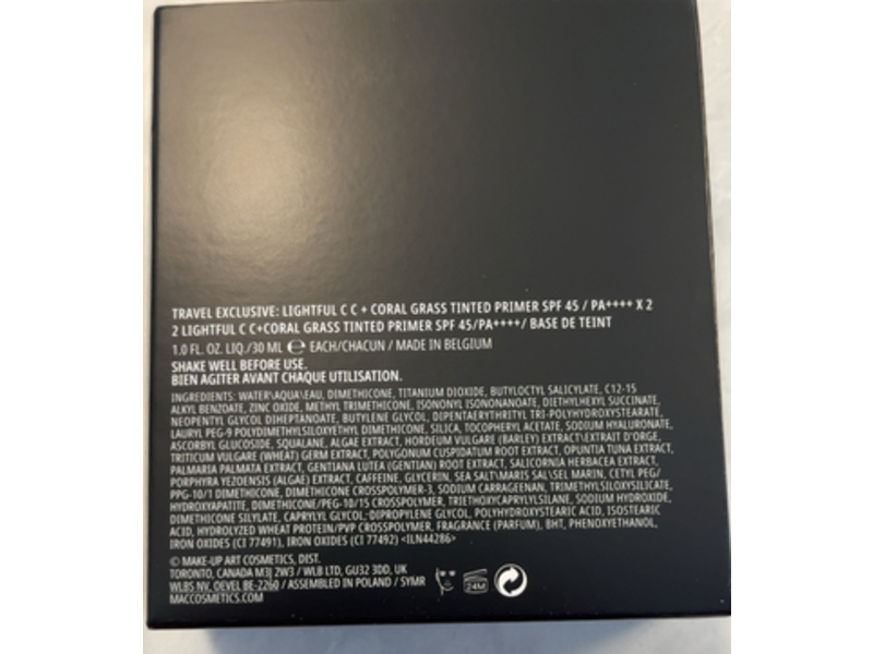 Mac Lightful C+ Coral Grass Tinted Primer, SPF 45/ Pa++++,1 fl oz/30 mL, Pack of 2