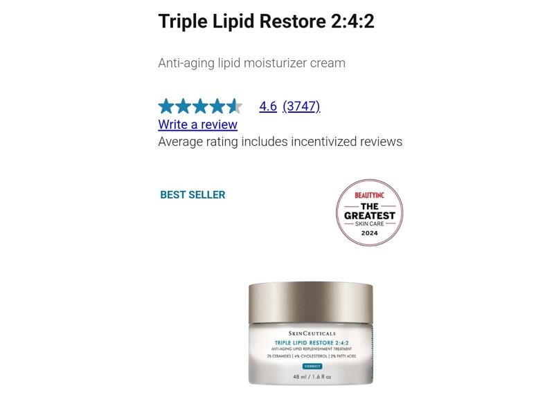 SkinCeuticals Triple Lipid Restore 2:4:2 Anti-Aging Replenishing Treatment, 1.6 fl oz/48 mL