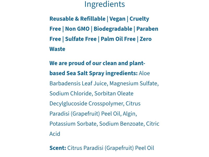 Plaine Products Sea Salt Spray, Citrus Fragrance, 10 oz