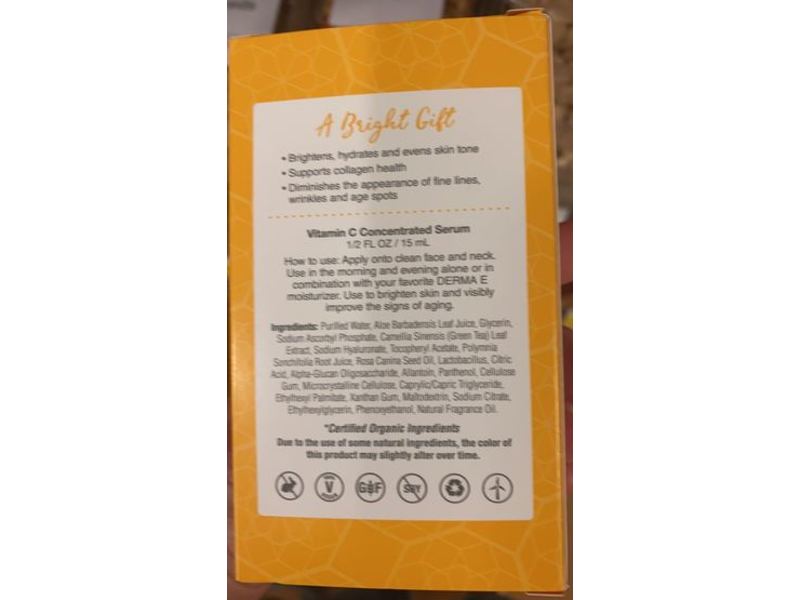 Derma E Vitamin C Concentrated Serum, Brighten + Hydrate, 0.5 fl oz/15 mL