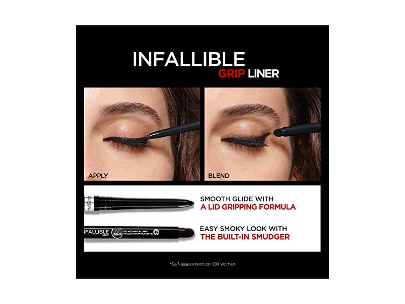 L'Oreal Paris Infallible Grip Mechanical Gel Eyeliner Pencil, Intense Black, 0.011 oz/0324 g