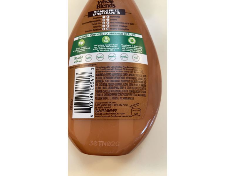 Garnier Whole Blends Taming Leave-In Miracle Frizz Tamer, 5 fl oz/150 ml, Pack Of 2