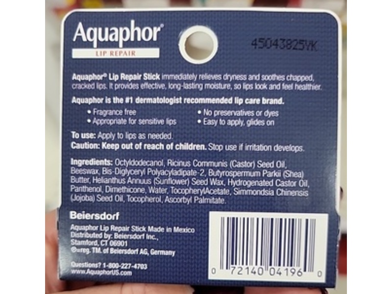 Aquaphor Lip Repair Stick, Blue, 0.17 fl oz/4.8 g