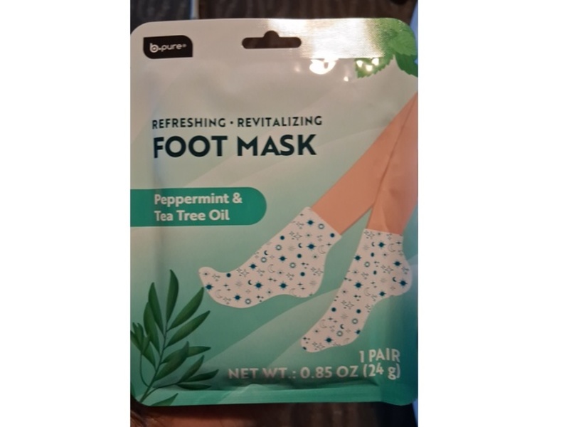 b.Pure Foot Mask, Peppermint & Tea Tree Oil, 0.85 oz/24 g, 1 Pair