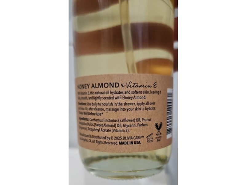 Olivia Care Body & Shower Oil, Honey Almond, 8 fl oz/236 mL