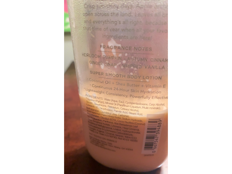Bath & Body Works Sweet Cinnamon Pumpkin Super Smooth Body Lotion, Shea Butter + Coconut Oil, 8 fl oz/236 mL