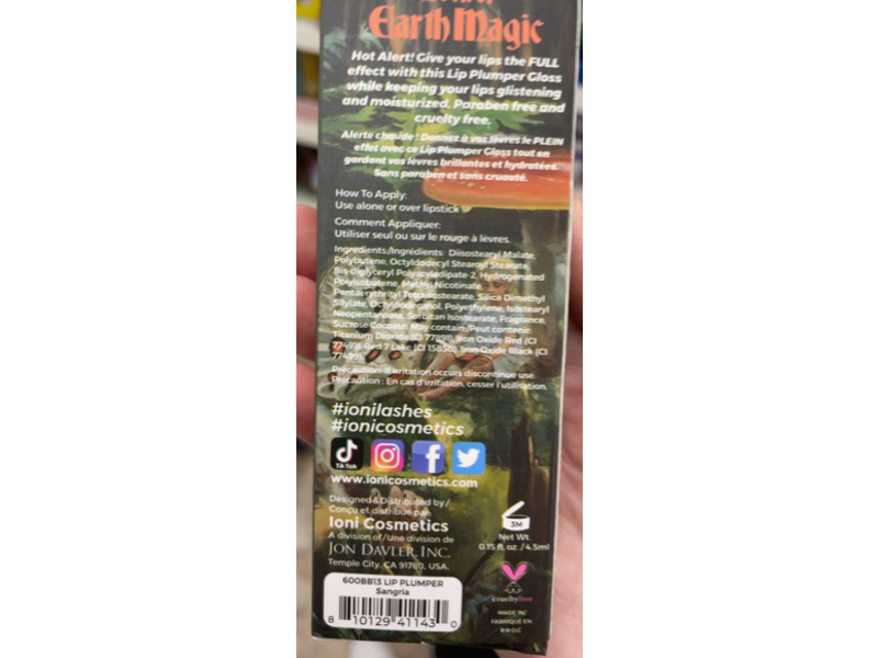 Ioni Cosmetics Lip Plumper Gloss, Sangria, 0.15 fl oz/4.5 mL