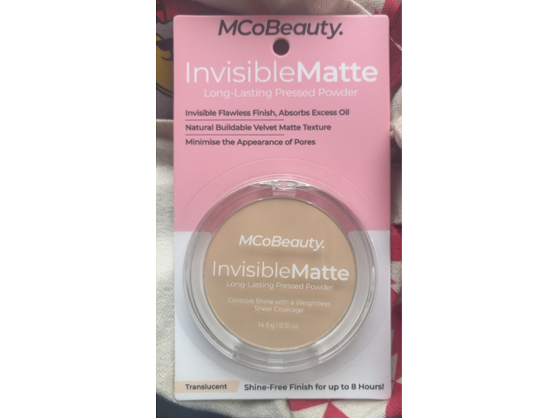 MCo Beauty Invisible Matte Long Lasting Pressed Powder, Translucent, 0.51 oz/14.5 g