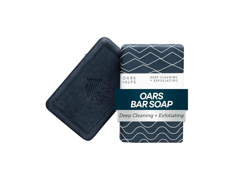 Oars + Alps Blue Exfoliating Bar Soap, Shea Butter & Charcoal, 6 fl oz/171 g