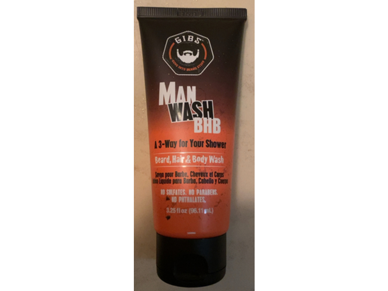 Gibs Man Wash Bhb Beard, Hair & Body Wash, 3.25 fl oz/96.11 mL