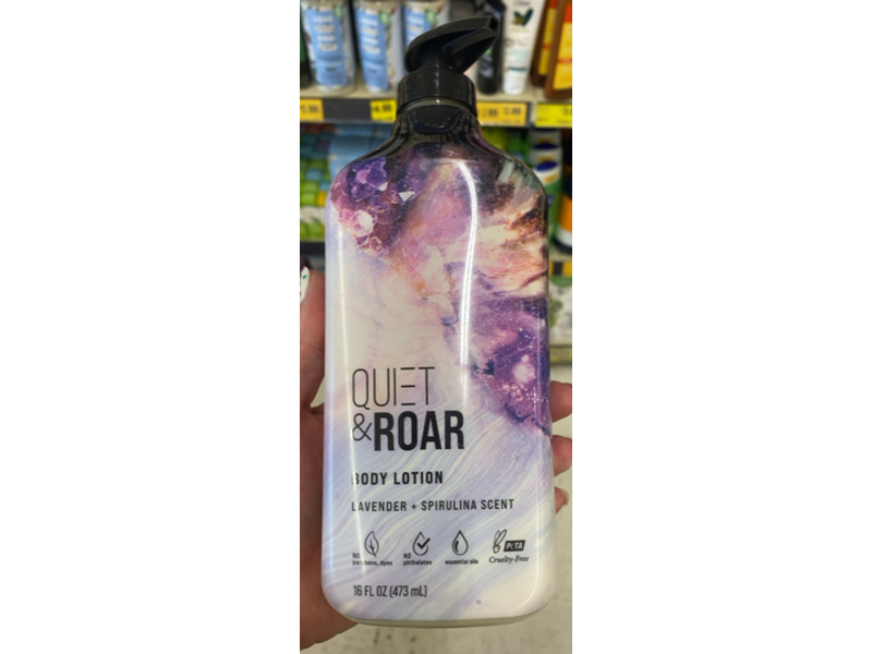 Quiet & Roar Body Lotion, Lavender + Spirulina Scent, 16 fl oz/473 mL