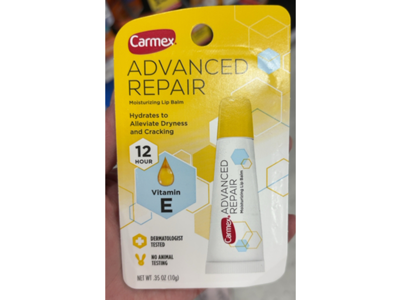 Carmex Advanced Repair Moisturizing Lip Balm, Vitamin E, 0.35 oz/10 g