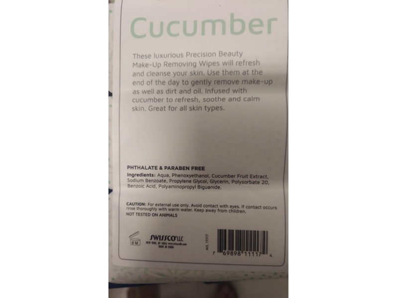 Precision Beauty Make-Up Removing Cleansing Wipes, Cucumber, 160 Count, Pack Of 4