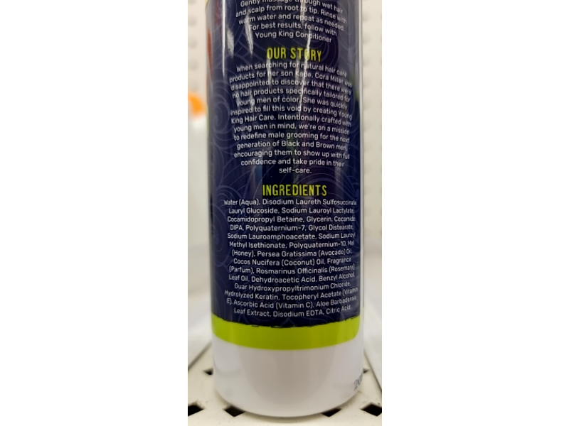 Young King Cleanses & Moisturizes Shampoo, Avocado & Rosemary, 8 oz/227 g