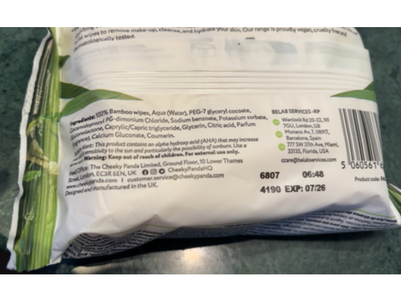 The Cheeky Panda Bamboo Cleansing Face Wipes, Coconut Scented, 25 Count