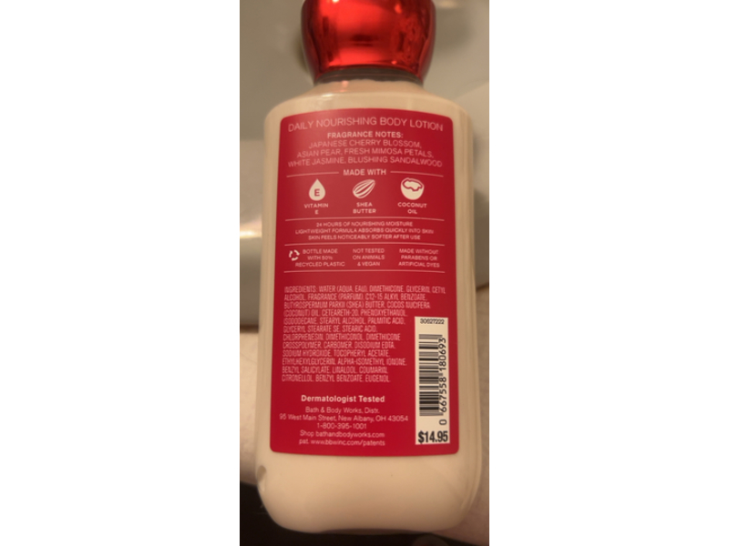 Bath & Body Works Daily Nourishing Body Lotion, Japanese Cherry Blossom , 8 fl oz/236 mL, Pack Of 2