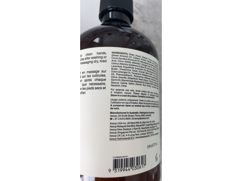 Aesop Resurrection Aromatique Hand Balm, 16.9 fl oz/500 mL