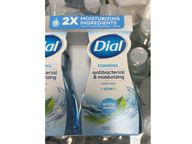 Dial Foaming Antibacterial & Moisturizing Hand Wash, Spring Water Scent, 7.5 fl oz/221 mL, Pack Of 4