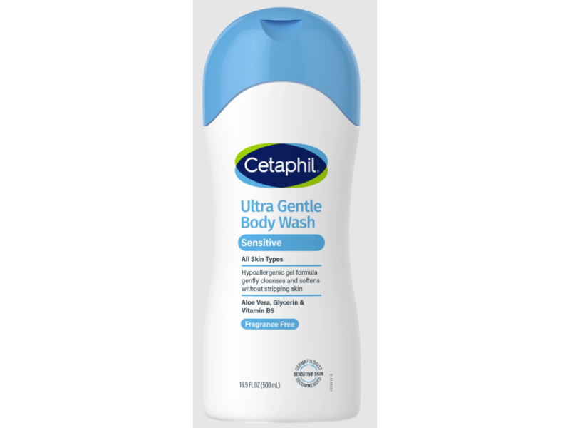 Cetaphil Ultra Gentle Body Wash, Sensitive, 16.9 fl oz/500 mL