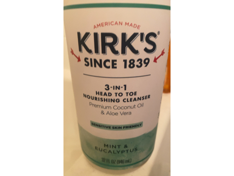 Kirk's 3-In-1 Head To Toe Nourishing Cleanser, Mint & Eucalyptus, 32 fl oz/946 mL