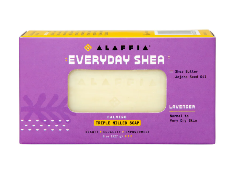 Alaffia Everyday Shea Triple Milled Soap, Lavender, 8 oz/227 g, Pack Of 2
