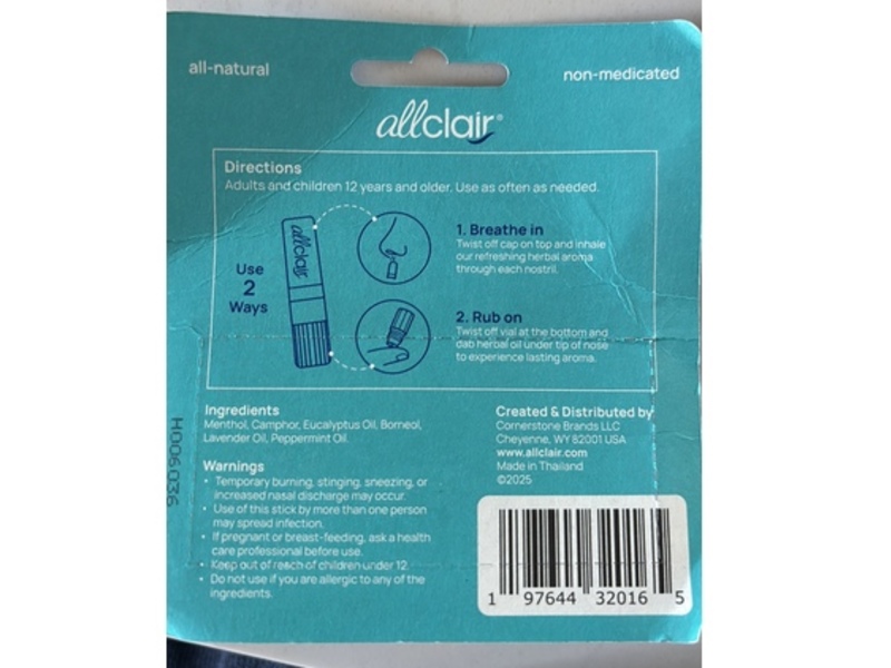 Allclair A Refreshing Herbal Aroma Inhaler Breath + Rub Set, Pack Of 2