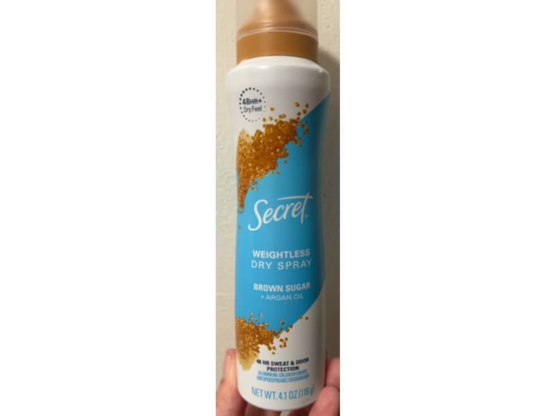 Secret Weightless Antiperspirant/Deodorant Dry Spray, Brown Sugar + Argan Oil, 4.1 oz/116 g, Pack Of 3