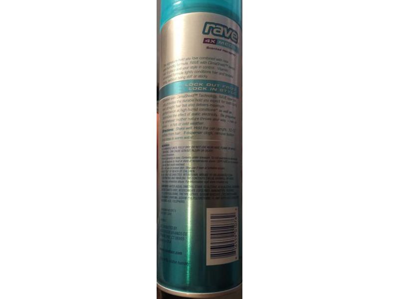 Rave 4x Mega Climashield Hold Your Style, Scented Hairspray, 11 oz