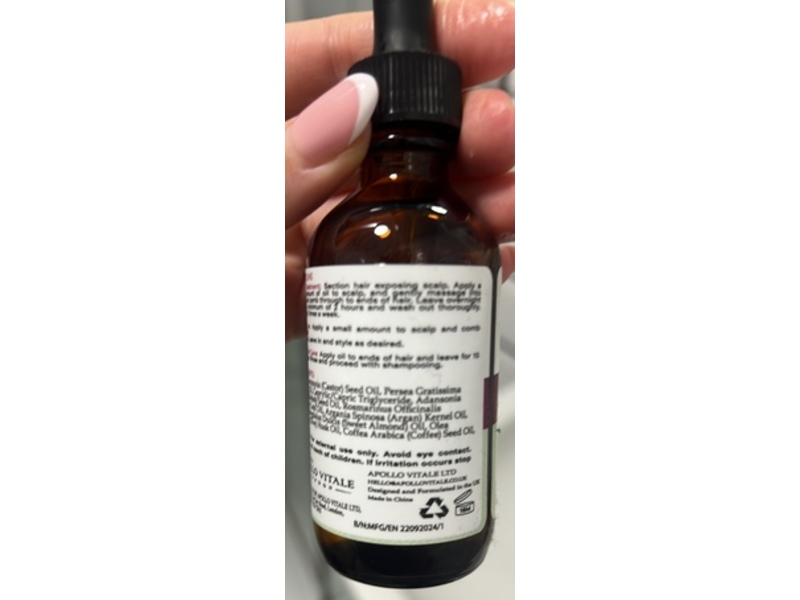 Apollo Vitale Rosemary Hair Oil, 2 fl oz/60 mL