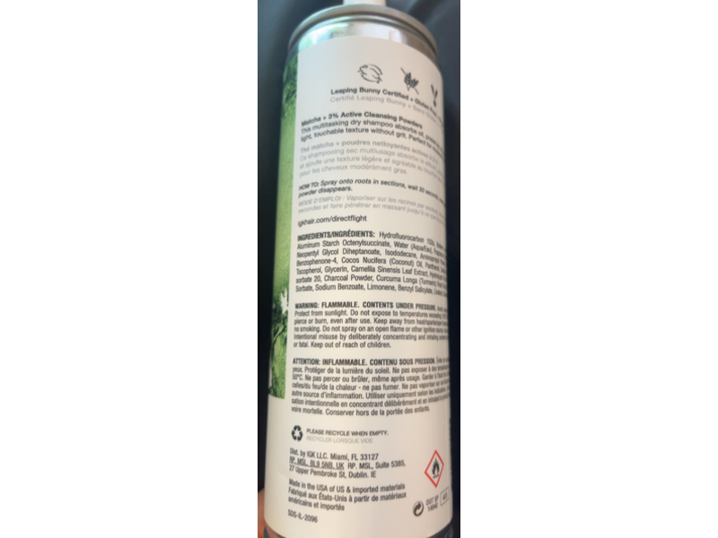 Igk Direct Flight Style Preserving Matcha Dry Shampoo, 6.3 oz/307 mL