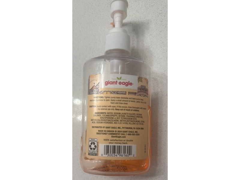 Giant Eagle Liquid Hand Soap, Candied Orange Peel, 7.5 fl oz/222 mL