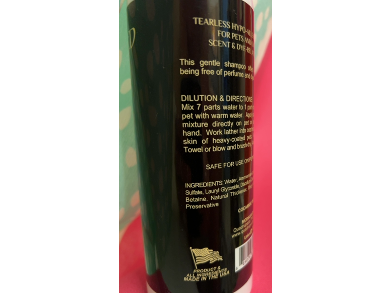 Quadruped Tearless Hypo-Allergenic Shampoo,16 fl oz/473 mL