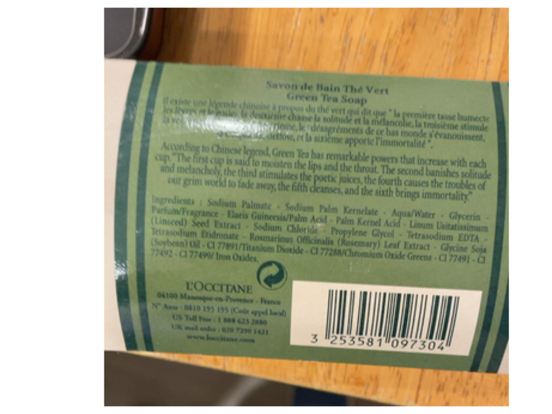 L'Occitane En Provence The Vert Bath Soap, Green Tea, 5.2 oz/150 g