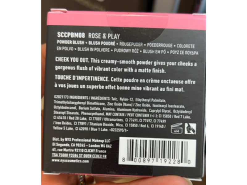 NYX Professional Sweet Cheeks Matte Blush, Rose & Play, 0.17 oz/5 g