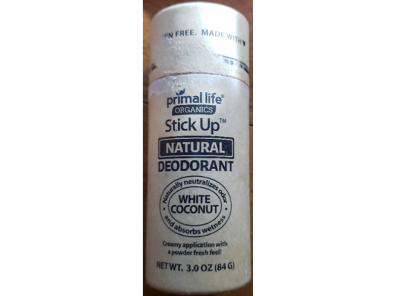 Primal Life Organics Stick Up Natural Deodorant, White Coconut, 3.0 oz/84 g