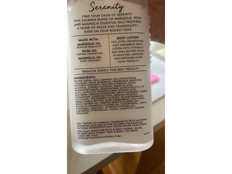 Bath & Body Works Aromatherapy Lotion Serenity 6.5 ounce