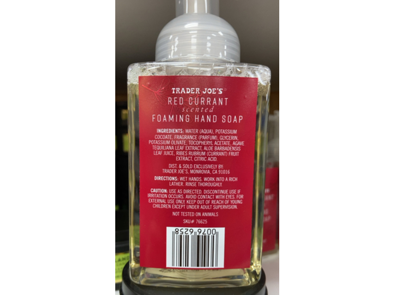 Trader Joe's Foaming Hand Soap, Red Currant, 8 fl oz/236 mL