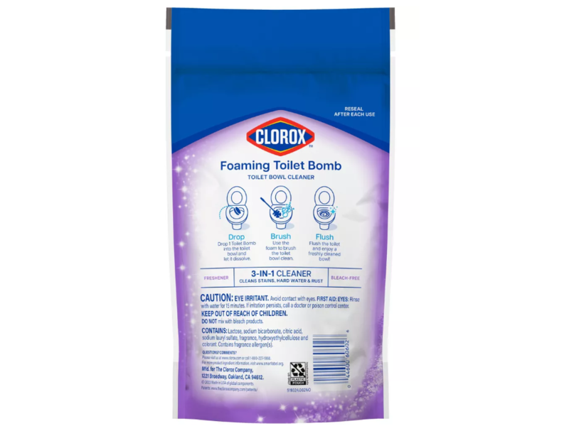 Clorox Foaming Toilet Bomb Toilet Bowl Cleaner, Lavender Clean, 30 g , 5 Count