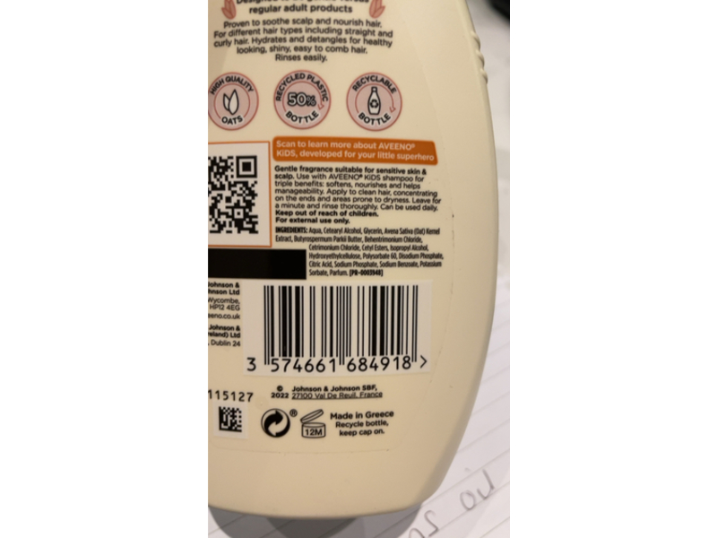 Aveeno Kids Conditioner, Soothing Oat & Shea Butter, 250 mL